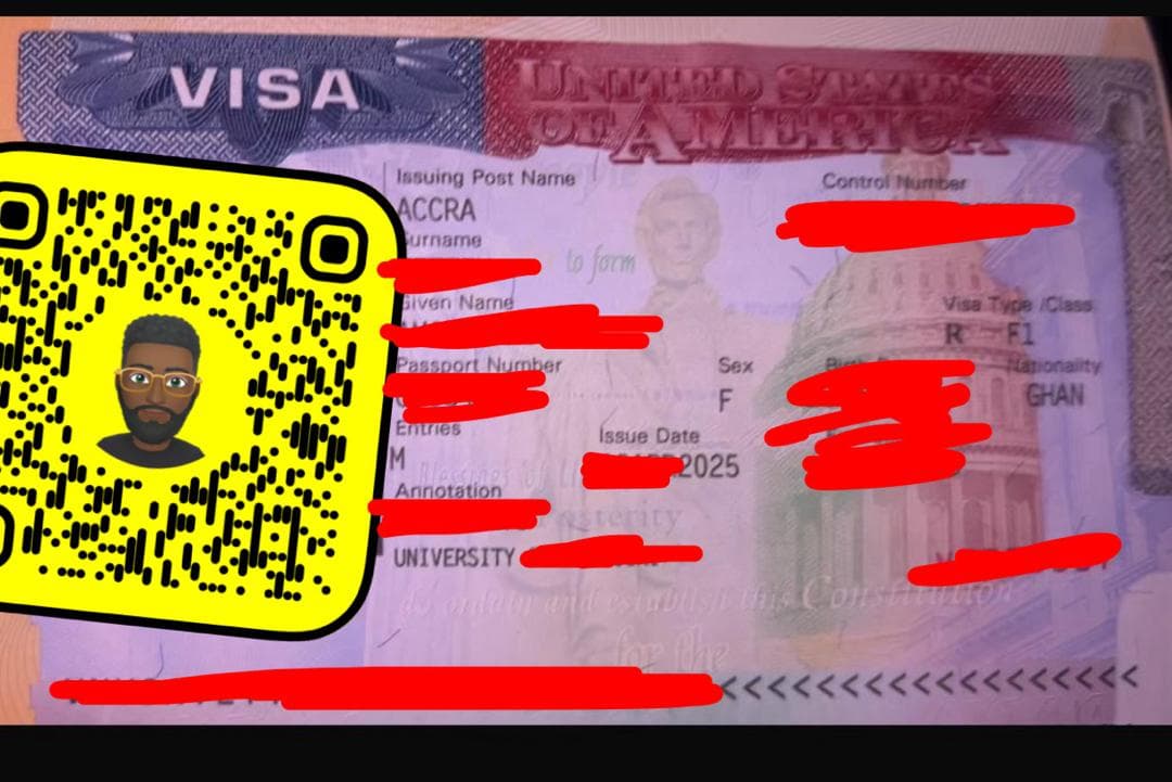 F1 student visa issued — TravelTreks client, US Embassy Accra