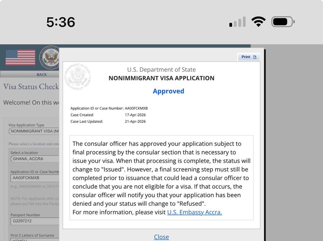 Second US visa approved — TravelTreks client